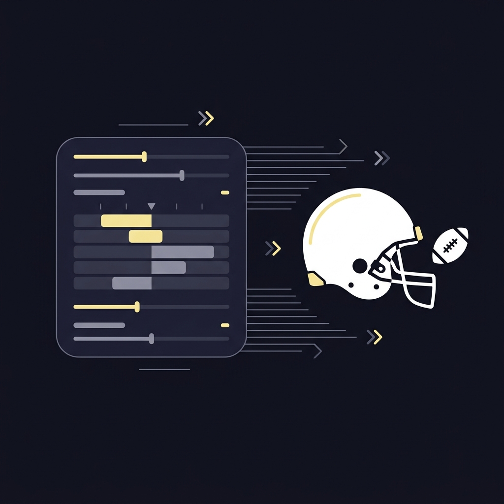 Minimal 2D vector mobile odds board showing a shifting spread next to a simple football helmet icon on dark background bengals odds