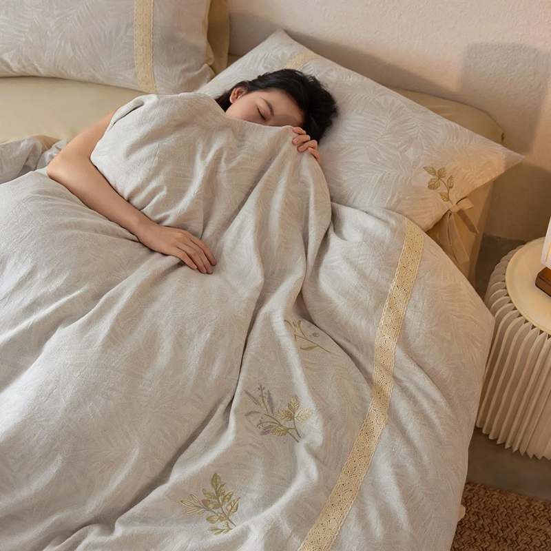 Cotton-Linen Bedding, 4-Piece, Embroidery