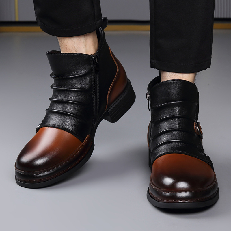Men's Chelsea-style ankle boots with side zipper