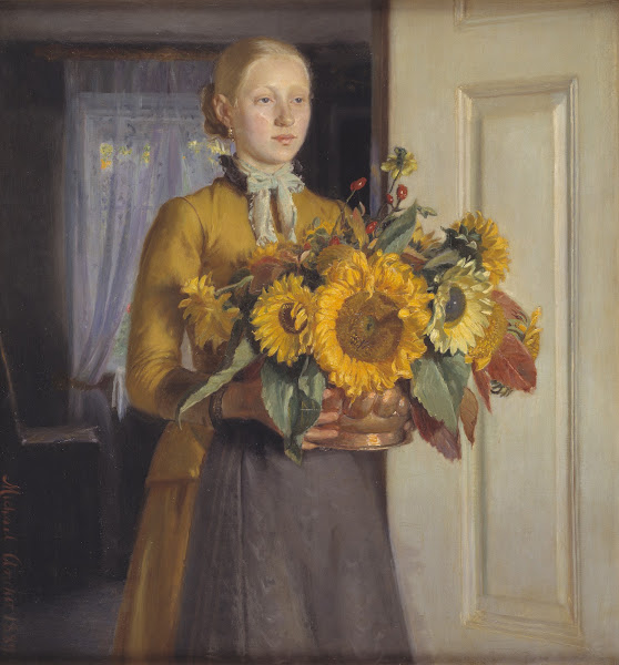 A Girl with Sunflowers 1889