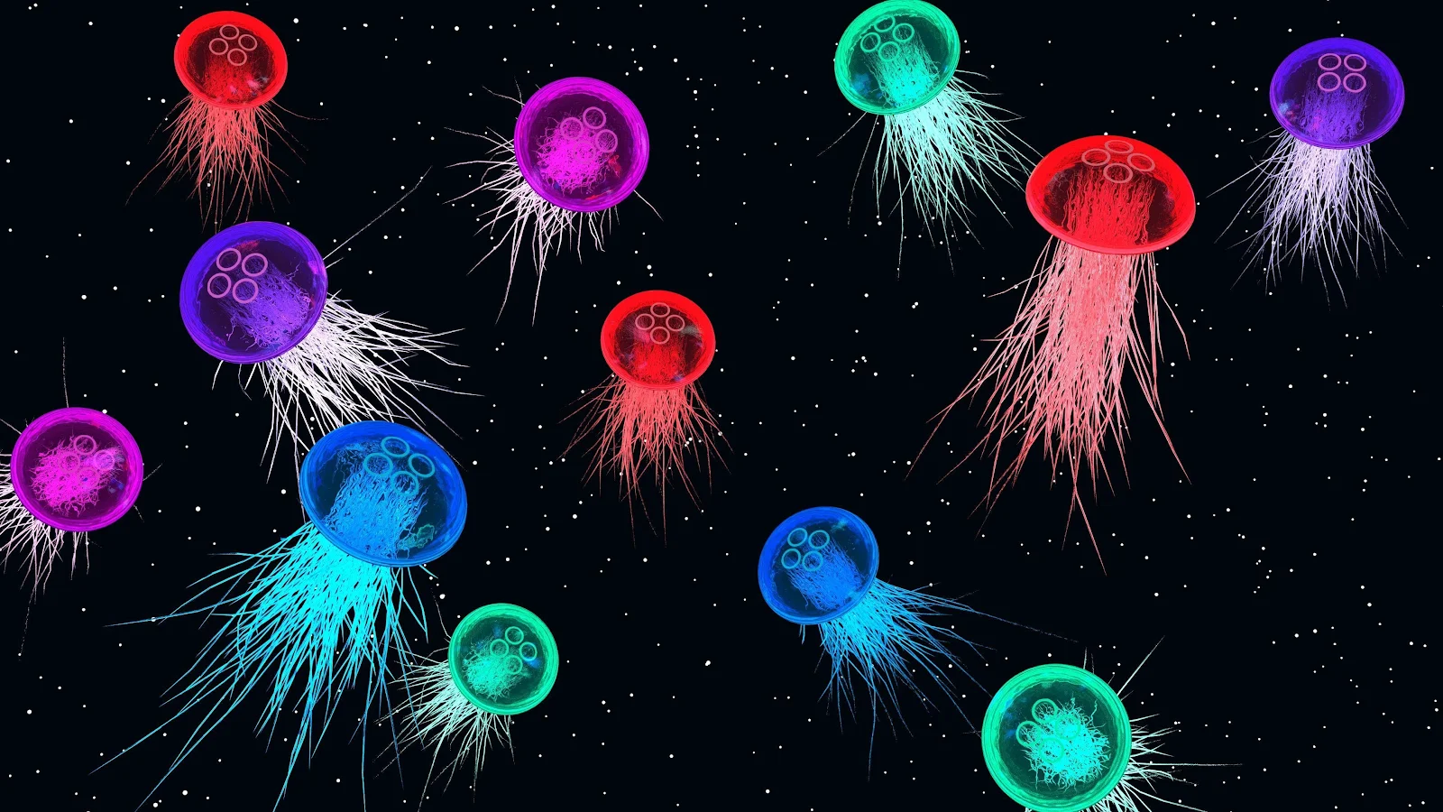 Jellyfish, Space, Colorful, Abstract 4K Desktop Wallpaper