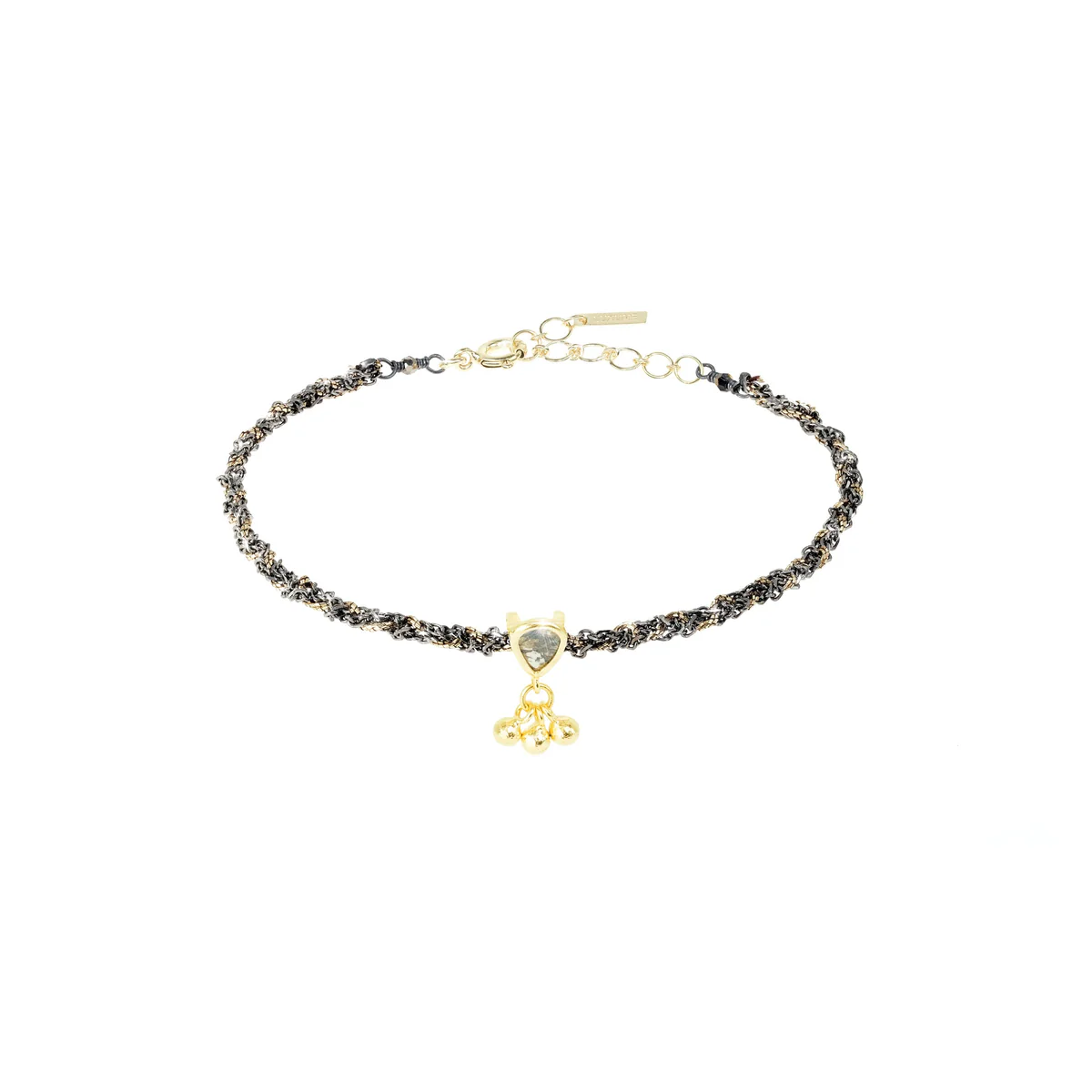 Плетенный браслет с алмазом польки GOLD BLACK