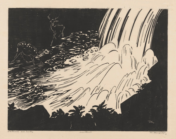 Waterval met herten 1925