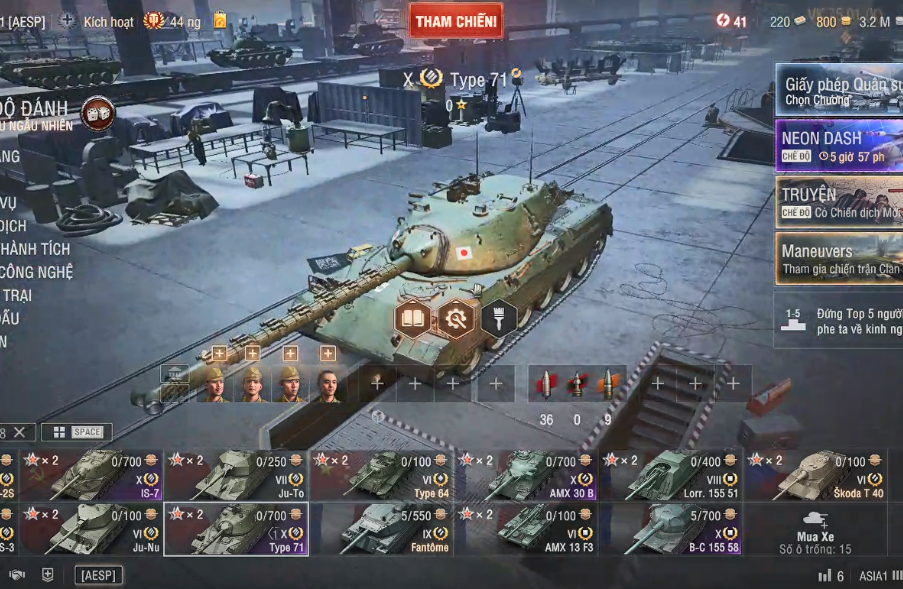 Acc World of Tanks PC gồm 5 tank X Type 71, IS-7, T-62A, AMX...