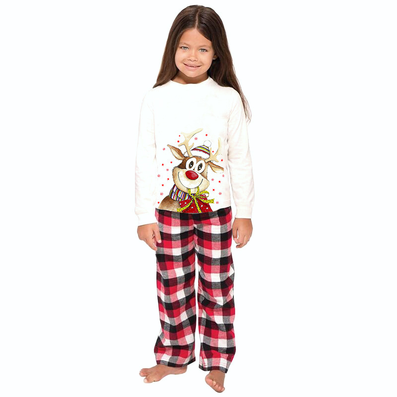 Family Pajama Set with Reindeer Motif