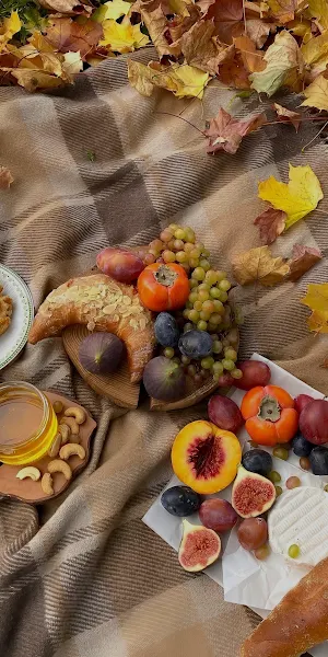 Cozy Autumn Picnic Food Spread Full HD iPhone Wallpaper Background