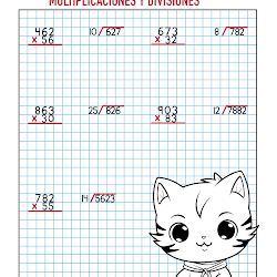 Hojas con multiplicaciones y divisiones