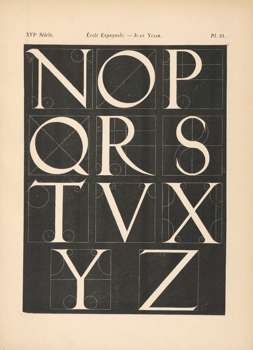 École Espagnole  Juan Yciar   Alphabet attique avec construction géométrique 189