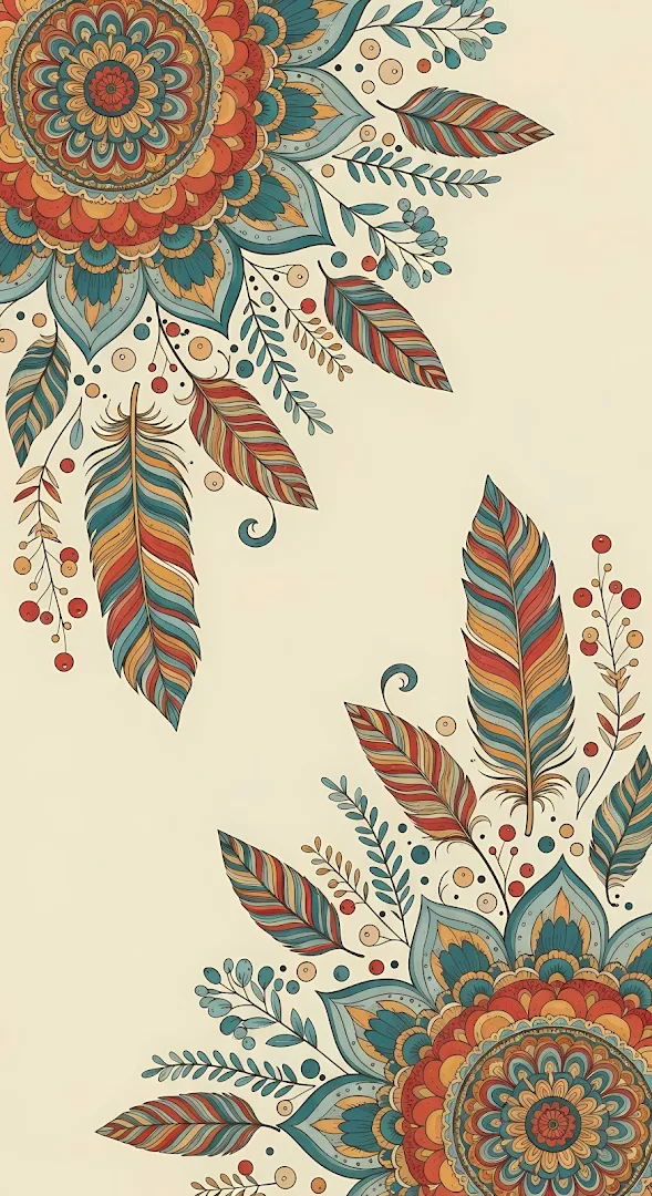 Bohemian Mandala Feather Corner Artwork