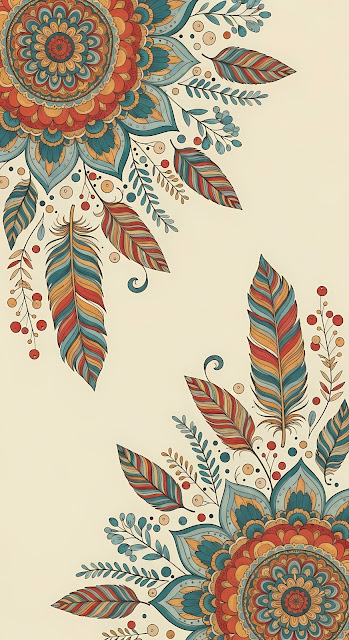 Bohemian Mandala Feather Corner Artwork - Free mobile Wallpaper