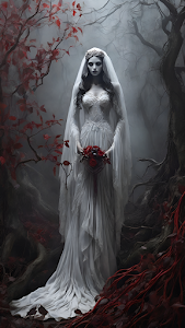 Ghost Bride Dark Forest Gothic Wedding Dress Horror Art