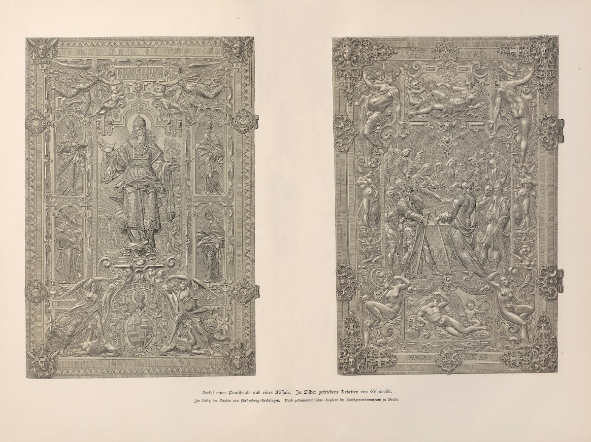 Deckel eines Pontificale und eines Missale in Silber getriebene Arbeiten von Eis