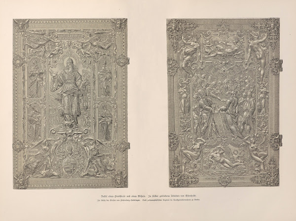 Deckel eines Pontificale und eines Missale in Silber getriebene Arbeiten von Eis
