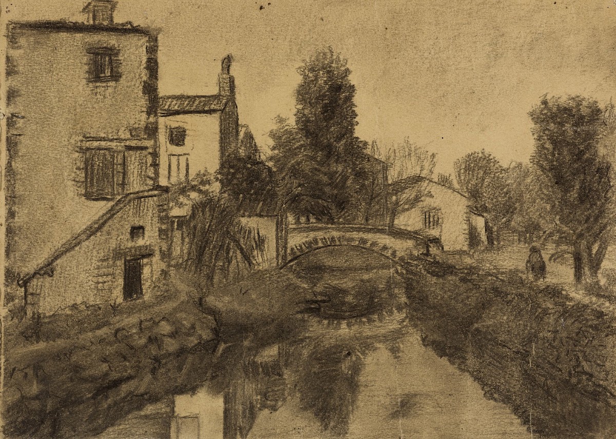 Paysage champêtre avec un petit pont