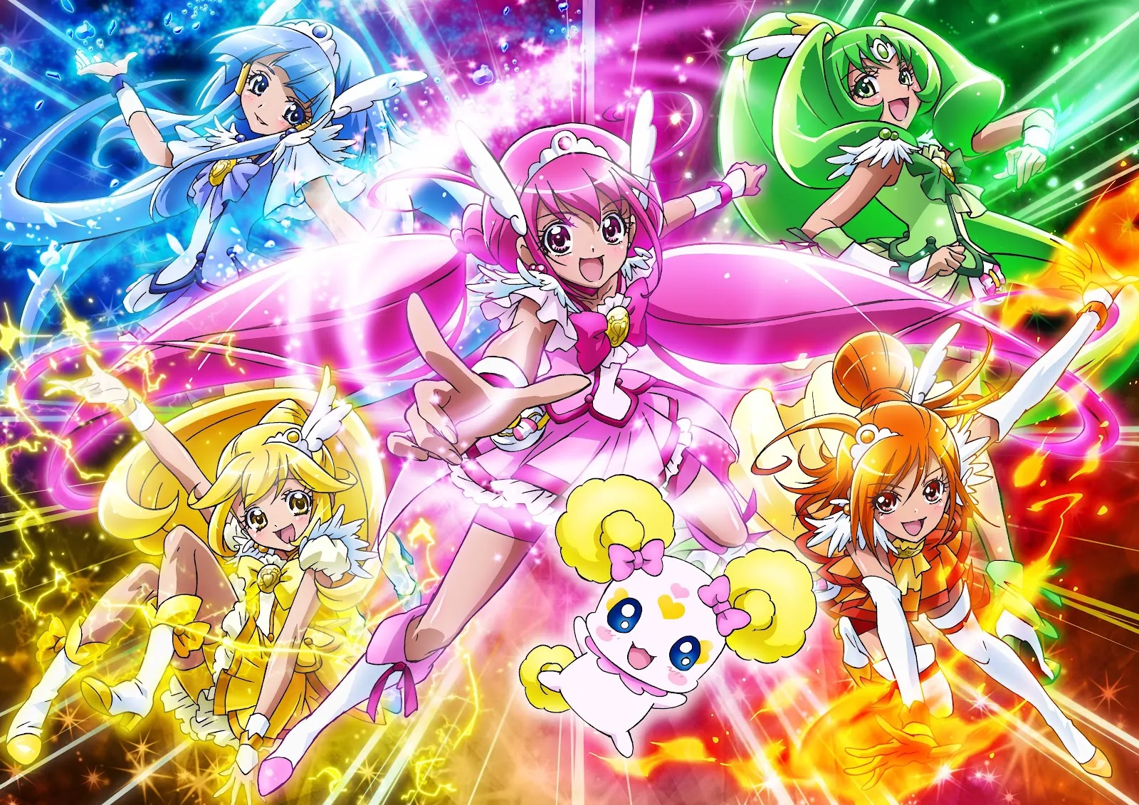 Smile PreCure Magical Girls - Anime Illustration 5K Wallpaper (5799x4098)