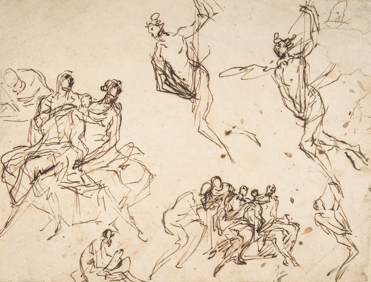 Studies of a Group of Seated Figures and of a Flying Figure 161275