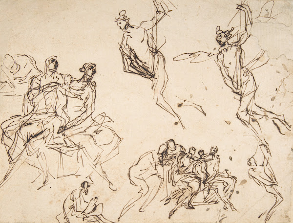 Studies of a Group of Seated Figures and of a Flying Figure 161275