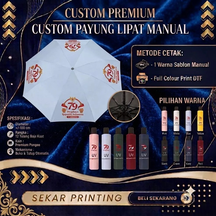 costum payung lipat manual anti uv/payung costum logo design suka2/payung souvenir — foto 1