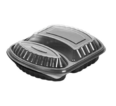 PET Tray 2 Compartments L: 25 cm W: 21.5 cm H: 3.6 cm
