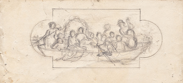 Hochzeitsfeier auf einem Boot 1880