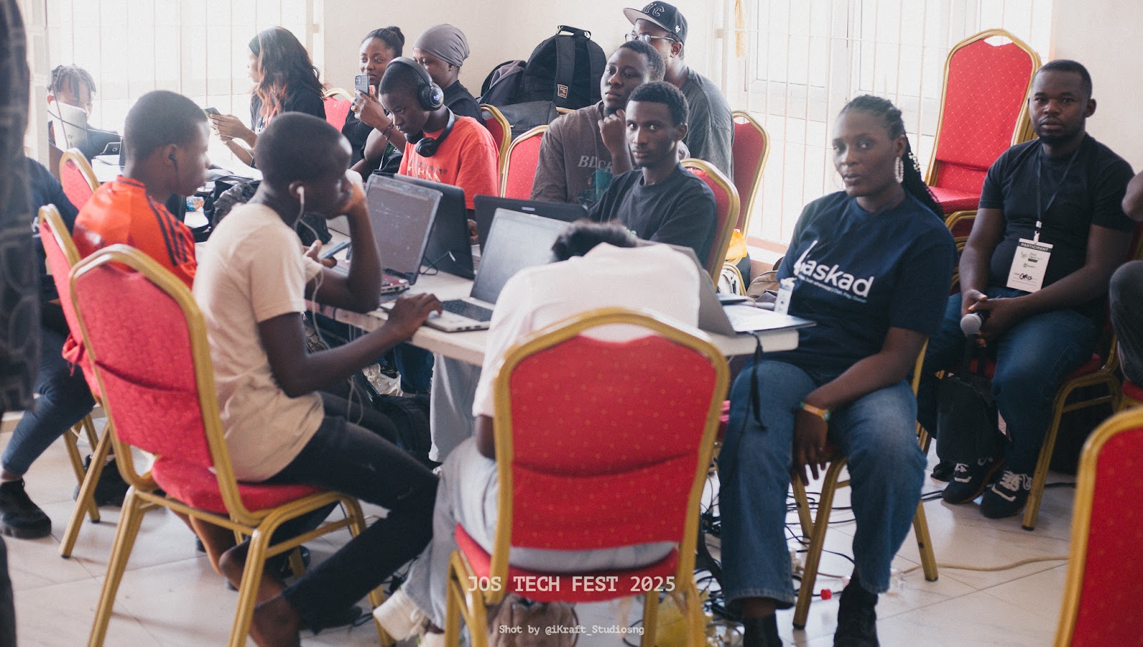 Tech workshop with laptops
