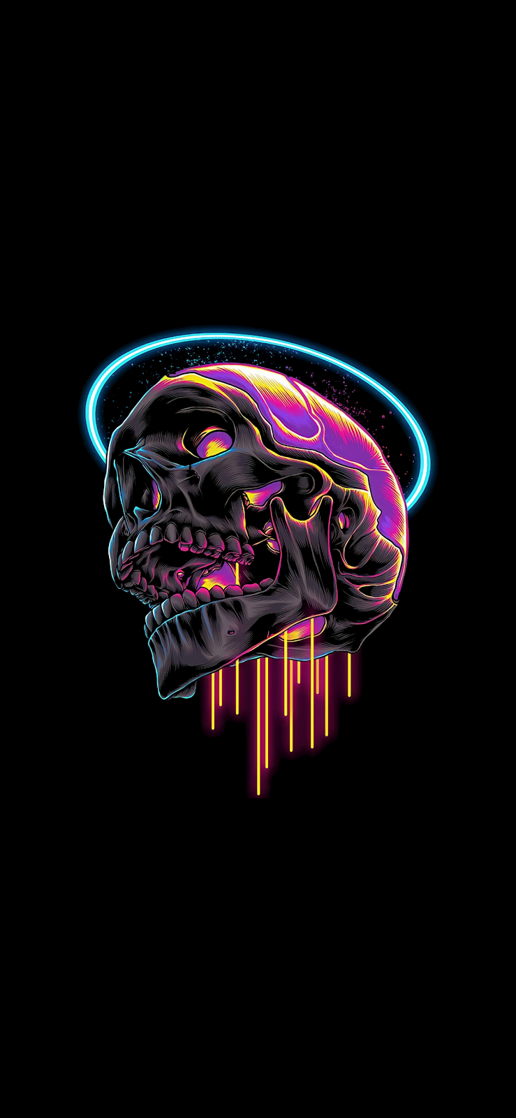 iPhone Skull and Neon Black Background Wallpaper | Free Download