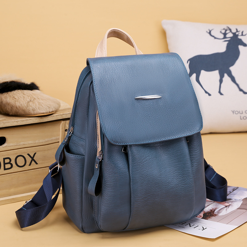 PU Backpack, Solid Color, Business and Casual