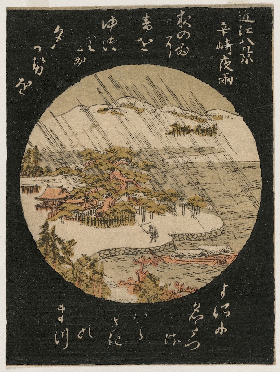 Night Rain on the Karasaki Pine from the series Eight Views of Ōmi 1770s