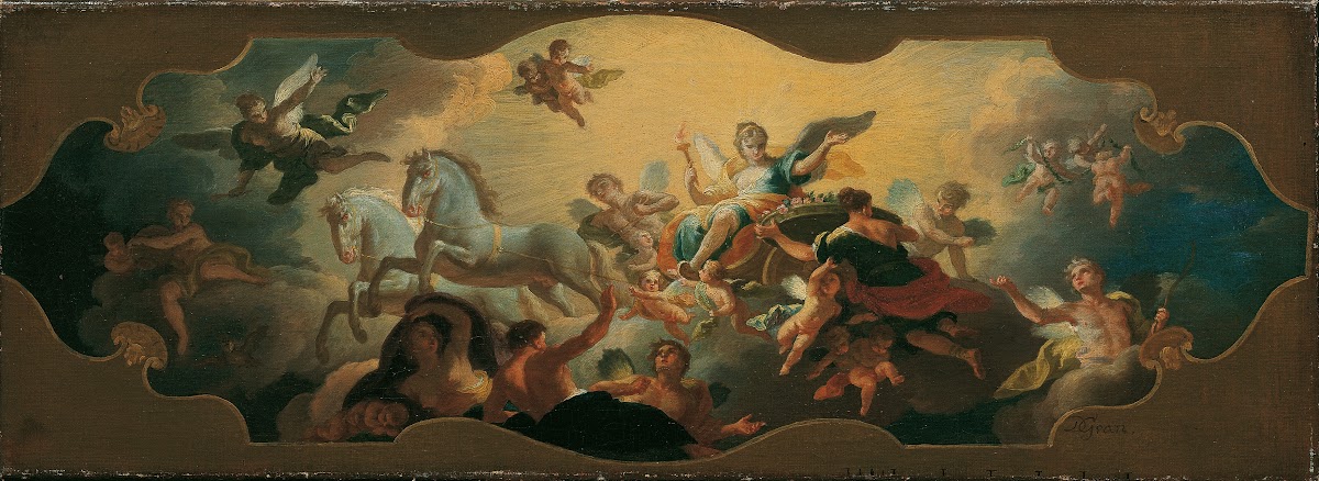Allegorie des Morgens Aurora im Triumphwagen 1747