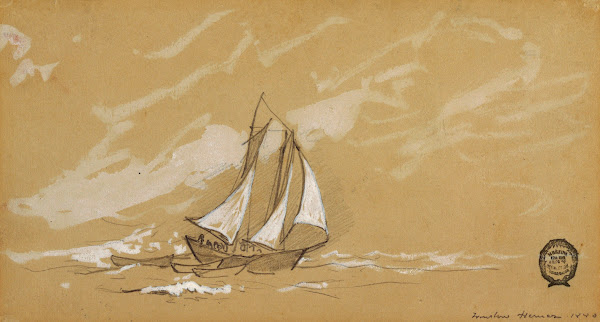 Schooner with Three Dories 1880