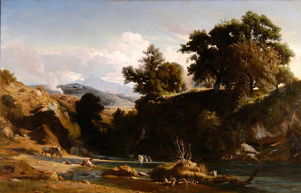 Bords de lAnio aux environs de Tivoli 1850