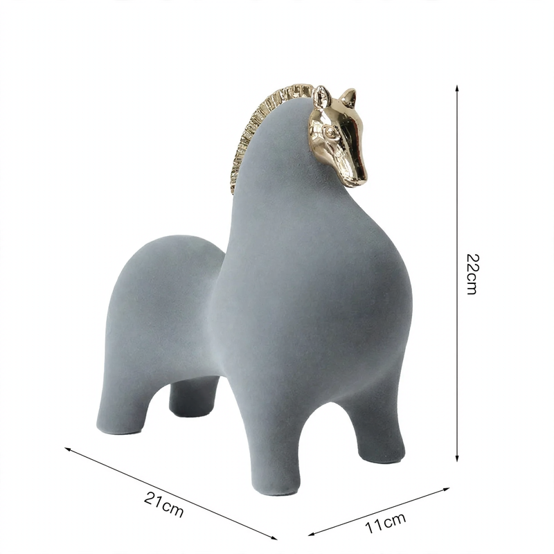 Modern decorative figure made of resin with velvet surface