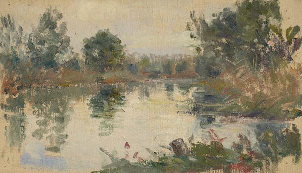 Paysage lacustre au cours deau