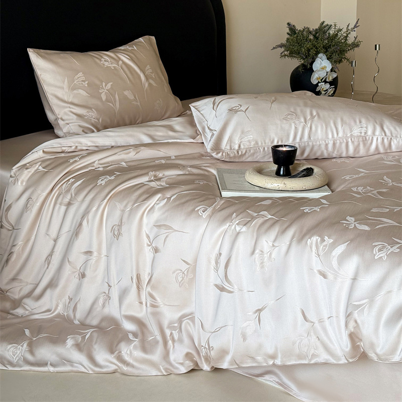 Lyocell bedding with embroidery, 100 thread count, summer