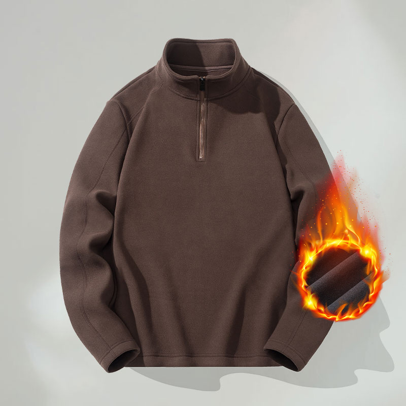 Herren-Sweatshirt mit Stehkragen, Reißverschluss und Futter