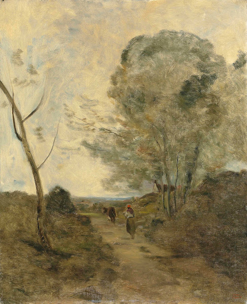 Environs Darleux Paysanne Conduisant Une Vache Au Pâturage Effet De Matin 1865 1