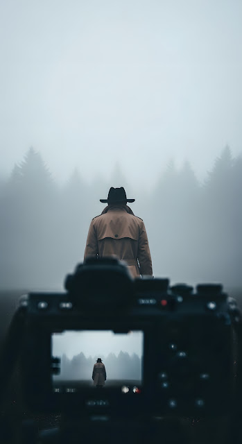 Mysterious Figure in Fog Captured on Camera Screen - Free mobile Wallpaper