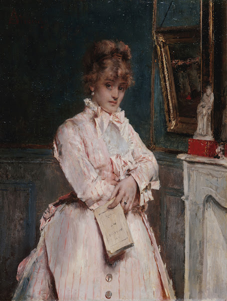 Jeune femme tenant un livre 1870