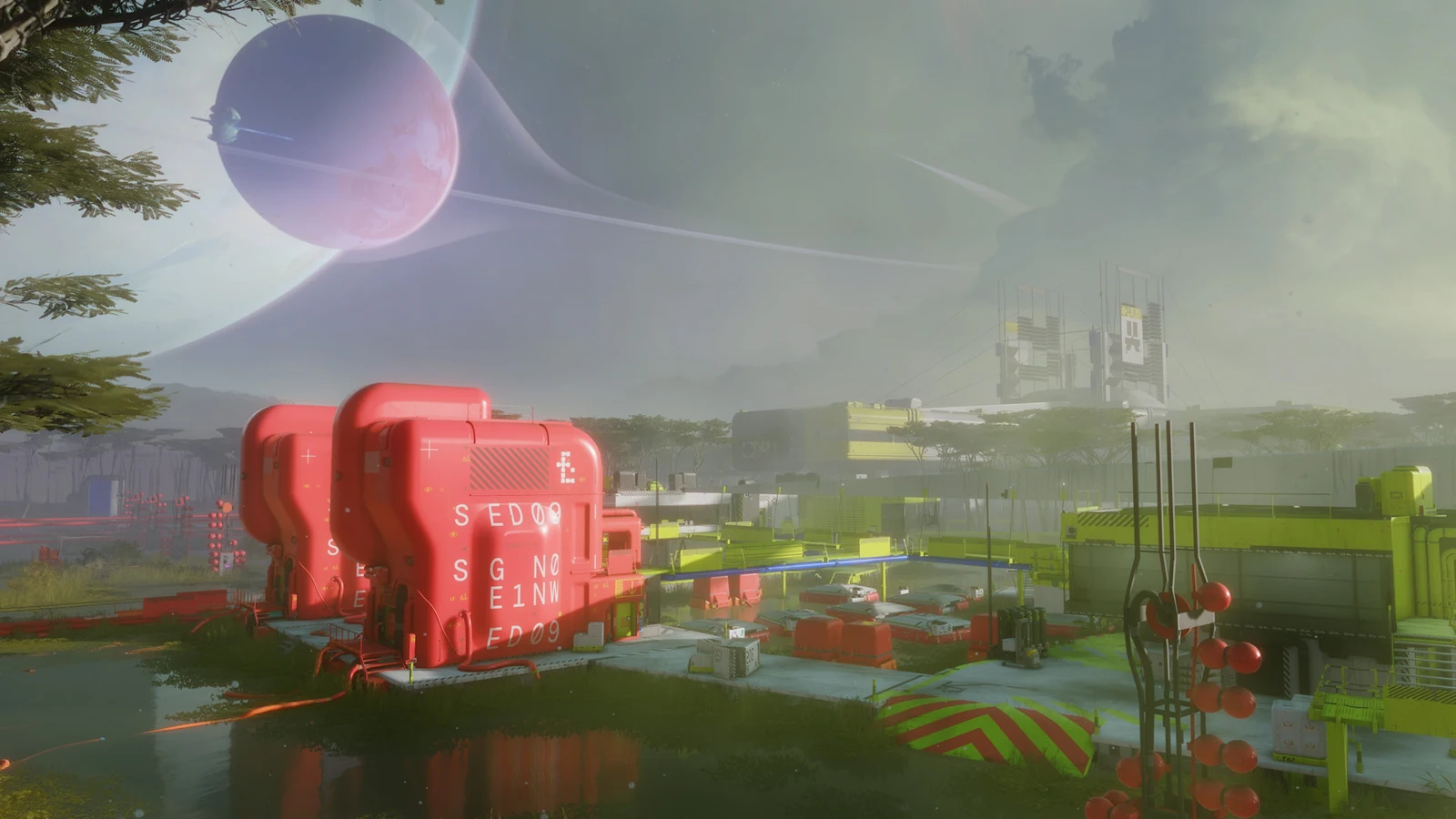 Futuristic Red Industrial Zone Landscape - Sci-Fi Concept Art 4K Wallpaper (3840x2160)