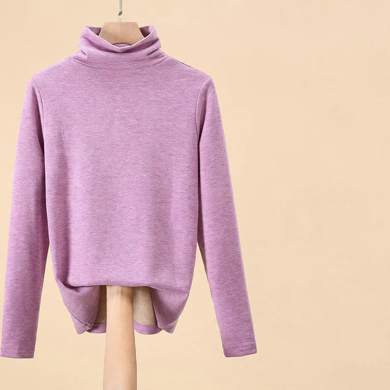 Women's thermal shirt, padded, with stand-up collar