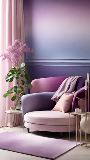 Luxurious Lavender and Pink Ombre Interior Design Armchair - Free mobile Wallpaper