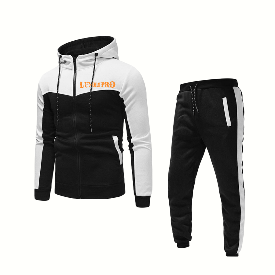 2D Color Block Zip Up Sweatshirt Set