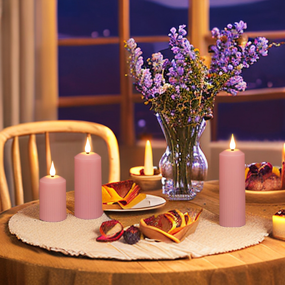 LED Pillar Candles with Remote Control and Timer