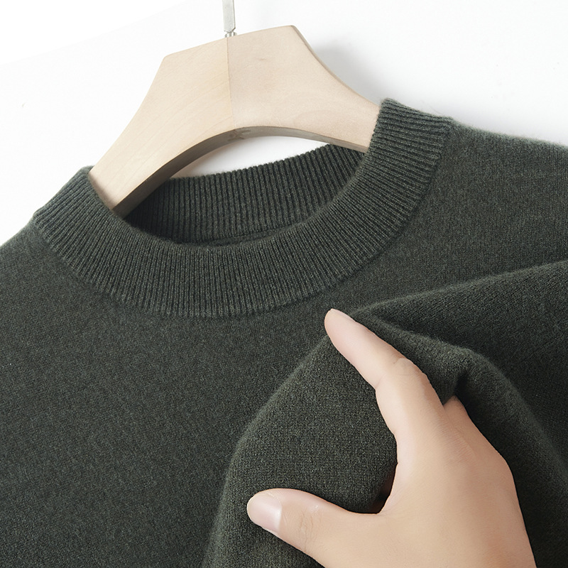 Men's cashmere sweater, solid color, warm