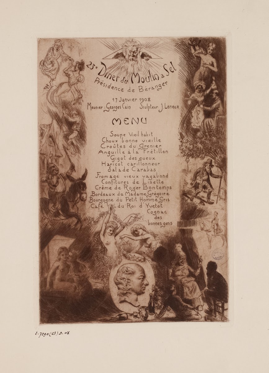 23e dîner du Moulin à Sel le 17 janvier 1908 sous la présidence de Béranger 1908
