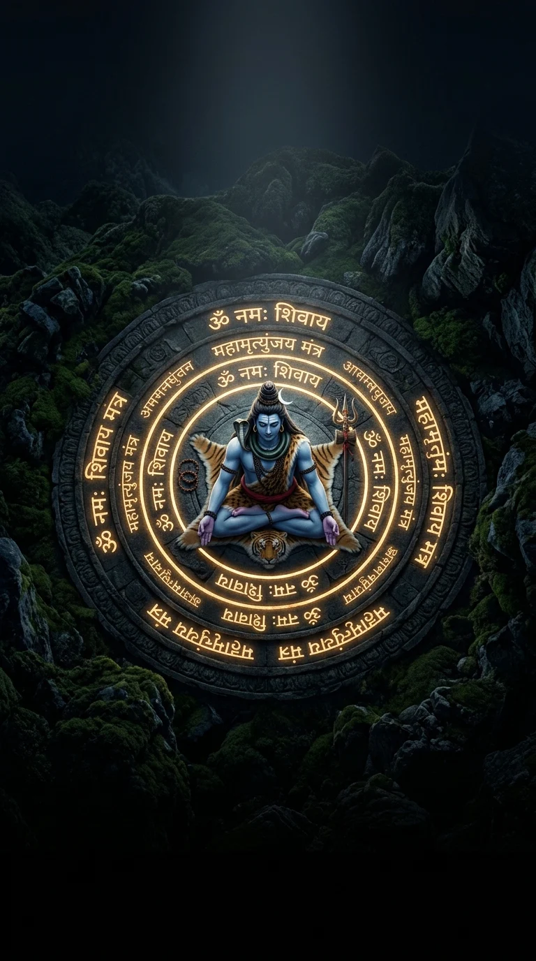 Lord Shiva Meditating Sacred Inscription Wallpaper - Free 4K mobile Wallpaper