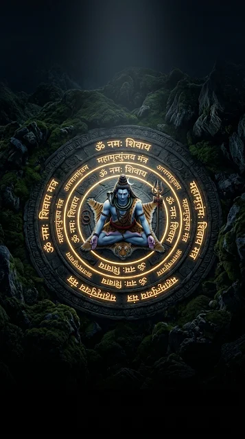 Lord Shiva Meditating Sacred Inscription Wallpaper