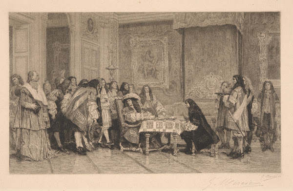 Moliere breakfasting with Louis XIV