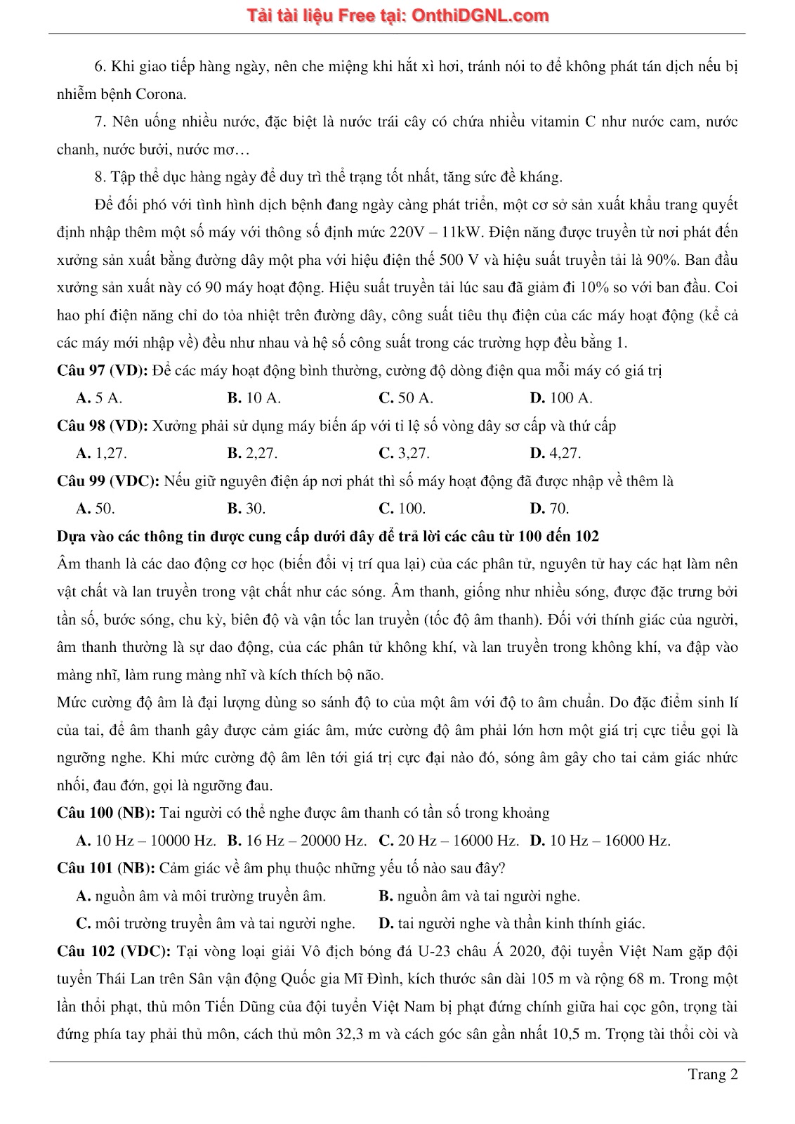 300 bài tập môn Vật Lý - Ôn thi ĐGNL ĐHQG TPHCM Phần 20