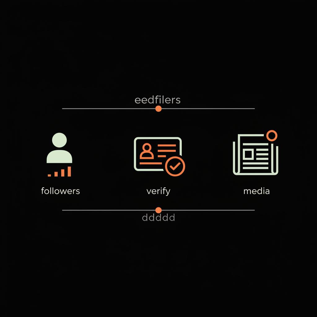 Sleek full-frame infographic with three vector icons (profile, ID card, media outlet) illustrating How many followers do you need on Instagram to become verified